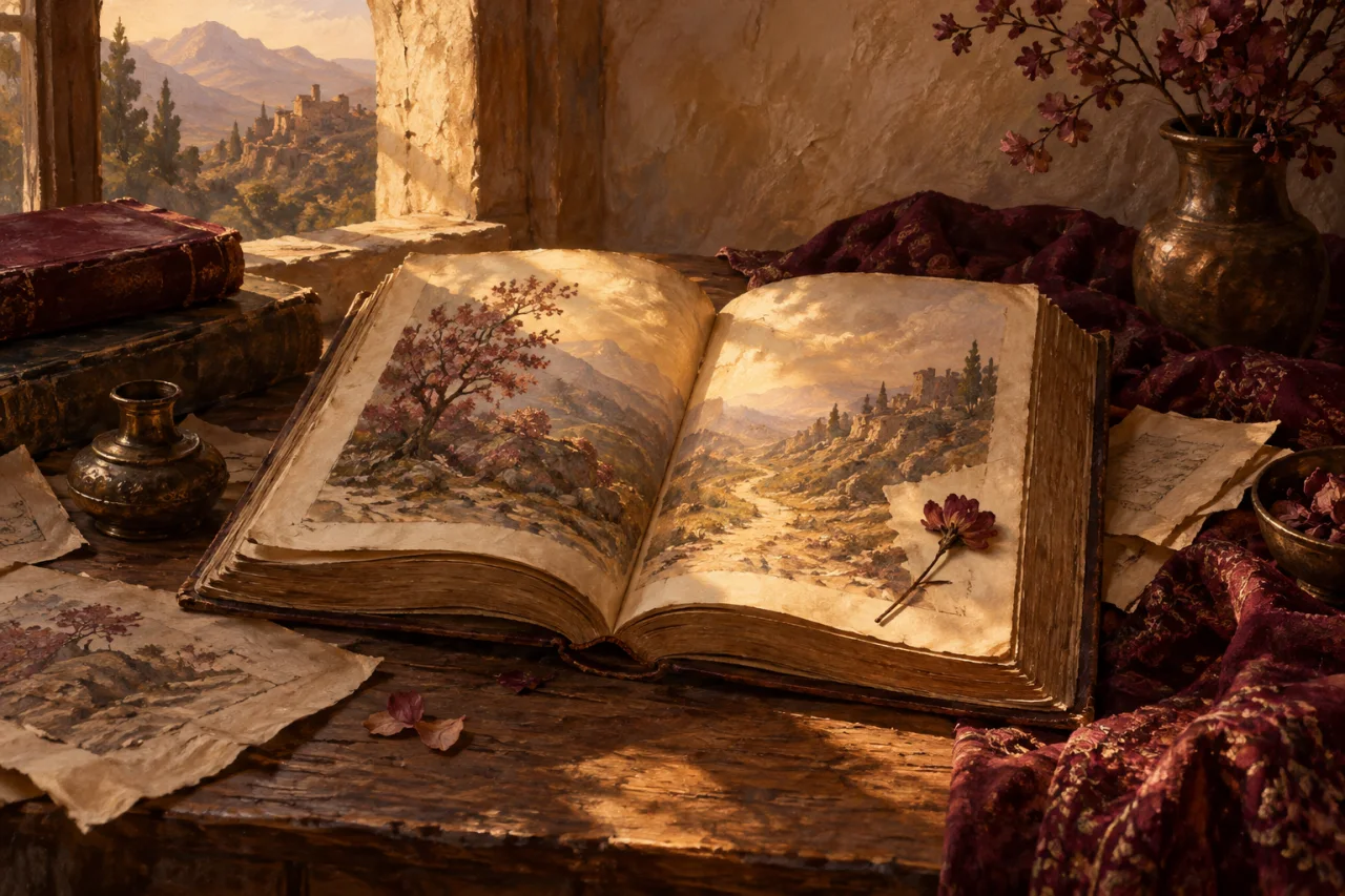 په توده رڼا کې پرانیستی د کیسو کتاب او ګلونه